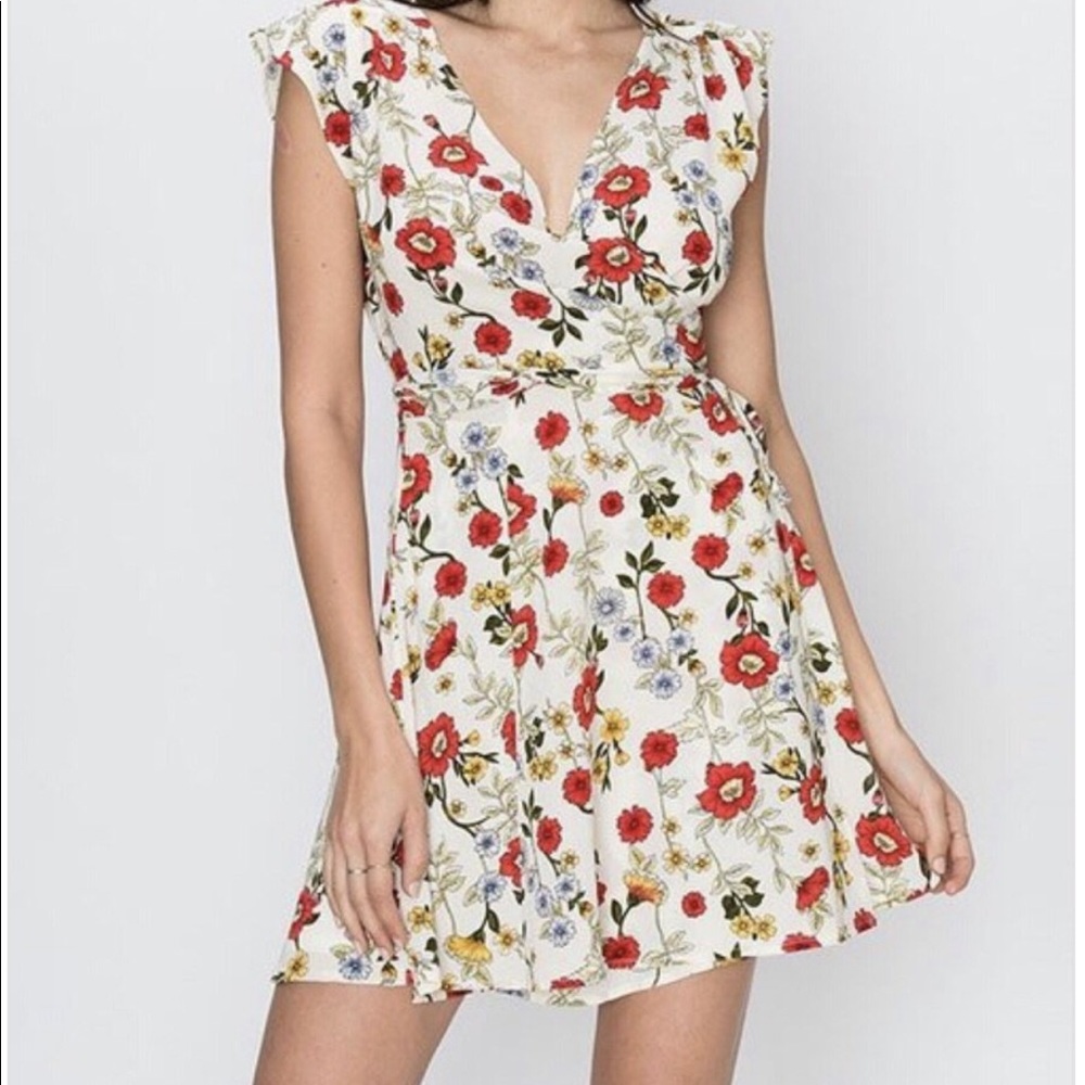 Floral dress low neckline NWT